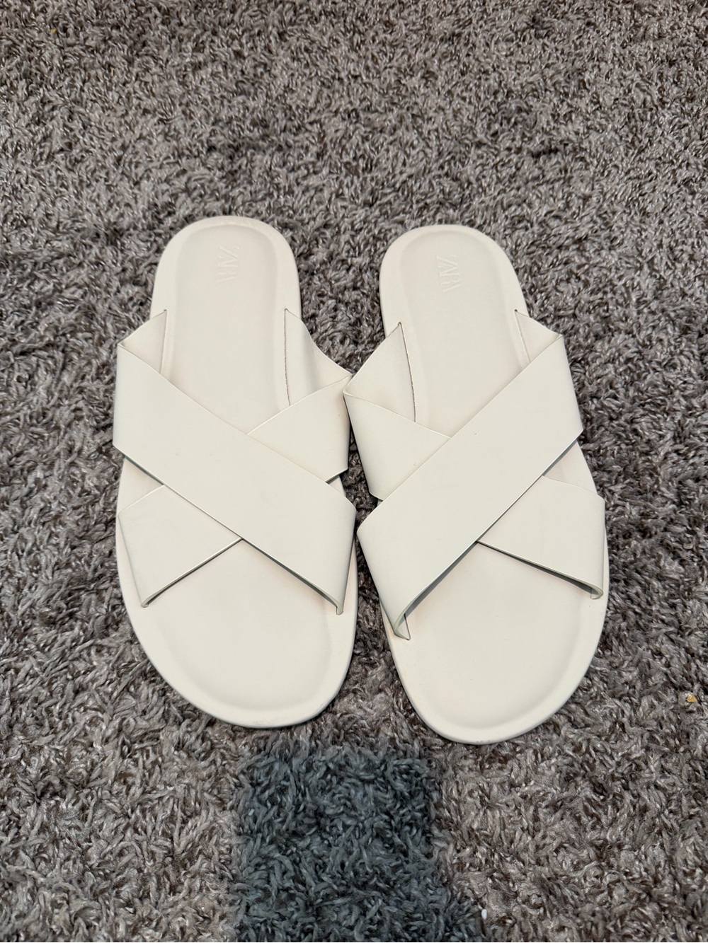 Zara White Crisscross Men's Slide Sandals